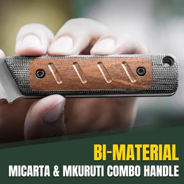 Alt view image 3 of 7 - Smolt Fixed Blade Knife with Sheath, 2.93 154CM Steel Micarta & Mkuruti Handle Fixed blade Knives, Drop Point Fixed Knife Small EDC Knife for Men Women Camping Pocket Knife 1063C1