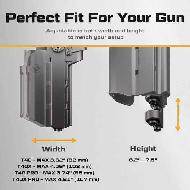 Alt view image 3 of 7 - T40 Springfield XD Light-Bearing Holster, Level 2 & 3 Security OWB Tactical Holster Compatible with Springfield XD, Fits Most Pistol Lights, Optics-Ready, Adjustable