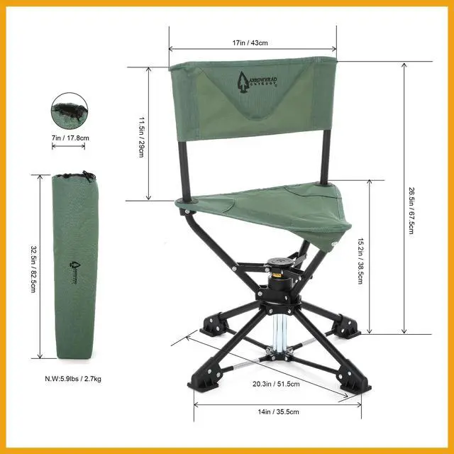 Alt view image 2 of 7 - 360° Degree Swivel Hunting Chair Stool Seat