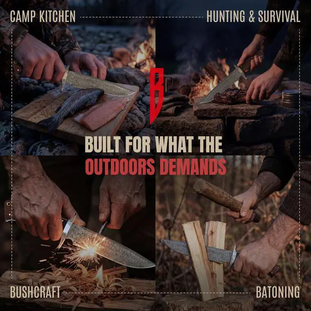 Alt view image 7 of 7 - Patriot - Handmade Damascus Steel Fixed Blade Hunting Knife 14" - Walnut Wood Handle & Leather Sheath - Bushcraft Outdoor Camp & Survival Long EDC Knife - Collector Gifts for Men