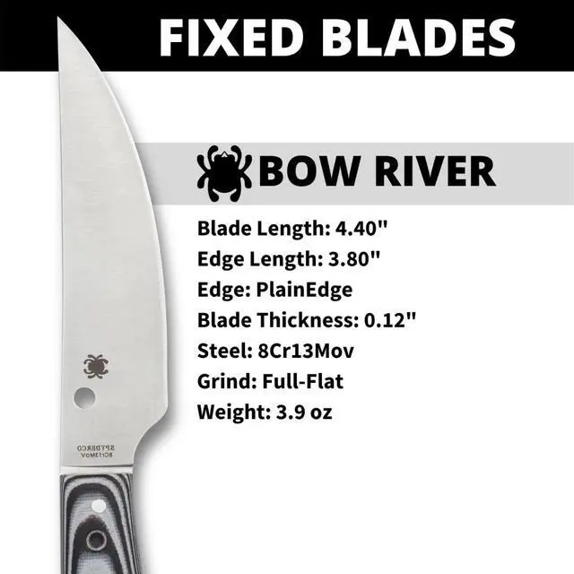 Alt view image 4 of 7 - Bow River Fixed Blade Outdoor Hunting Knife, PlainEdge | 8.14" Overall Length, 4.36" 8Cr13MoV Steel Blade, G-10 Handle, Full-Flat Grind