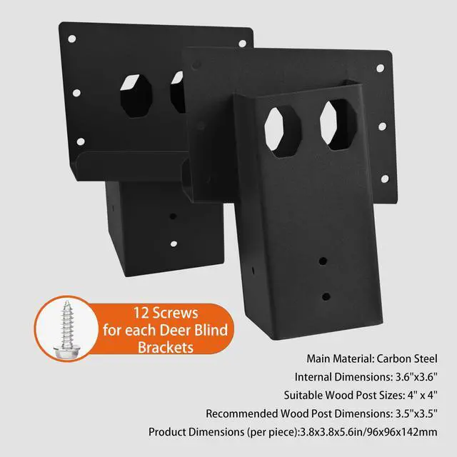 Alt view image 2 of 4 - 8 Pack Deer Stand Brackets 4x4 with Screws, Heavy Duty Elevator Bracket with Powder Coated for Deer Blind Outdoor Hunting Platform Blind Box Treehouse Shooting Shack Over 2000lb Capacity