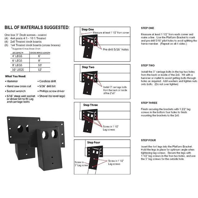 Alt view image 3 of 4 - 8 Pack Deer Stand Brackets 4x4 with Screws, Heavy Duty Elevator Bracket with Powder Coated for Deer Blind Outdoor Hunting Platform Blind Box Treehouse Shooting Shack Over 2000lb Capacity
