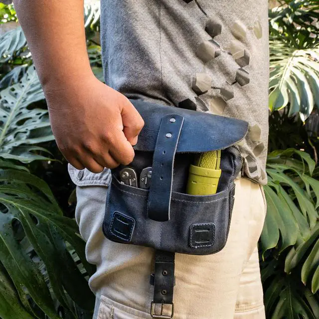 Alt view image 2 of 6 - Survival Camping Pouch, Belt Loop, Rustic and Handy Tool Bag, Weather Resistant Outdoor Accessories, Traveling Essentials, Waxed Canvas, Handmade