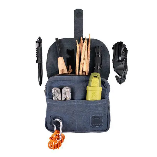 Alt view image 4 of 6 - Survival Camping Pouch, Belt Loop, Rustic and Handy Tool Bag, Weather Resistant Outdoor Accessories, Traveling Essentials, Waxed Canvas, Handmade