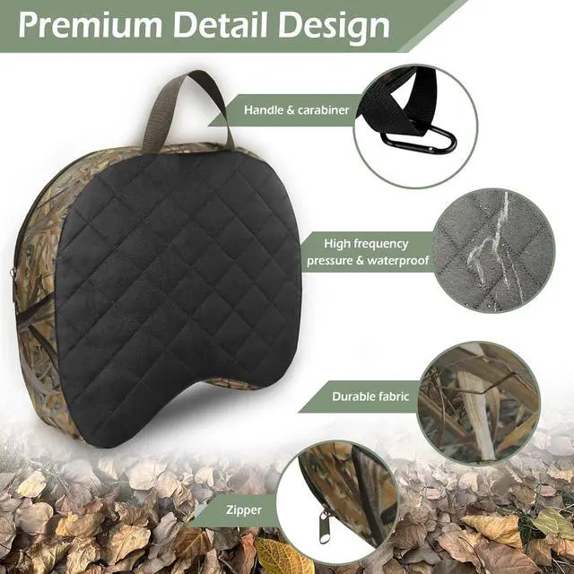 Alt view image 4 of 6 - Portable Hunting Seat Cushion, 11.4 x 15.7 x 2.8in Thickening Lightweight Outdoor Cushion, Waterproof Sponge Dirty Proof Pad for Hunting, Camping, Stadium, Outdoor Sports, Fishing
