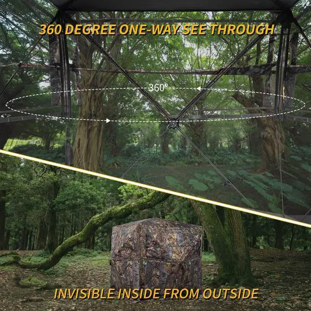 Alt view image 2 of 6 - Hunting Blind 270/360 Degree See Through Ground Blind with Carrying Bag, 2/3/4 Person Pop Up Camouflage Tent Portable Concealed Shelter