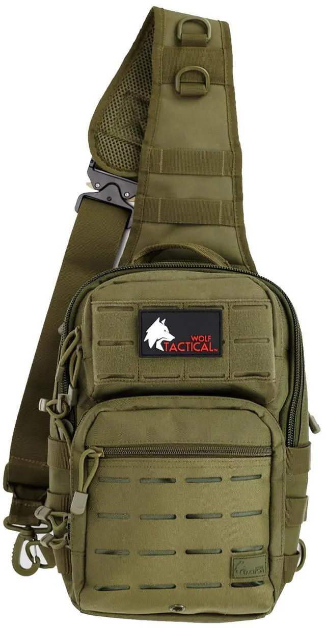 Main image of Mens EDC Sling Bag - Concealed Carry, Laser-Cut MOLLE, Lightweight, Green