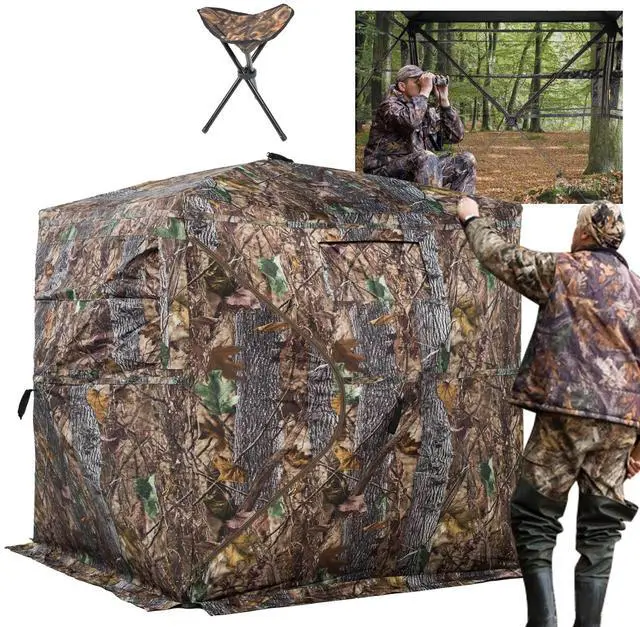 Main image of Hunting Blind 270/360 Degree See Through Ground Blind with Carrying Bag, 2/3/4 Person Pop Up Camouflage Tent Portable Concealed Shelter