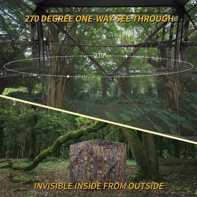 Alt view image 2 of 6 - Hunting Blind 270/360 Degree See Through Ground Blind with Carrying Bag, 2/3/4 Person Pop Up Camouflage Tent Portable Concealed Shelter