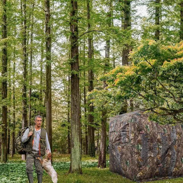 Alt view image 6 of 6 - Hunting Blind 270/360 Degree See Through Ground Blind with Carrying Bag, 2/3/4 Person Pop Up Camouflage Tent Portable Concealed Shelter
