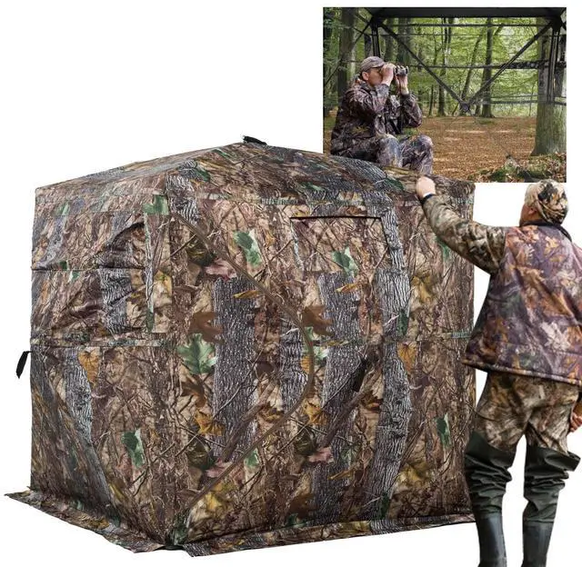 Main image of Hunting Blind 270/360 Degree See Through Ground Blind with Carrying Bag, 2/3/4 Person Pop Up Camouflage Tent Portable Concealed Shelter