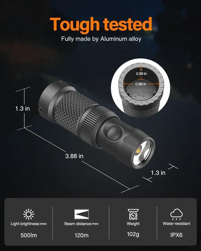 Alt view image 4 of 7 - Tactical Mag Tube Cap Flashlight for Winchester 12 Gauge | Strobe Function,500 Lumen Max