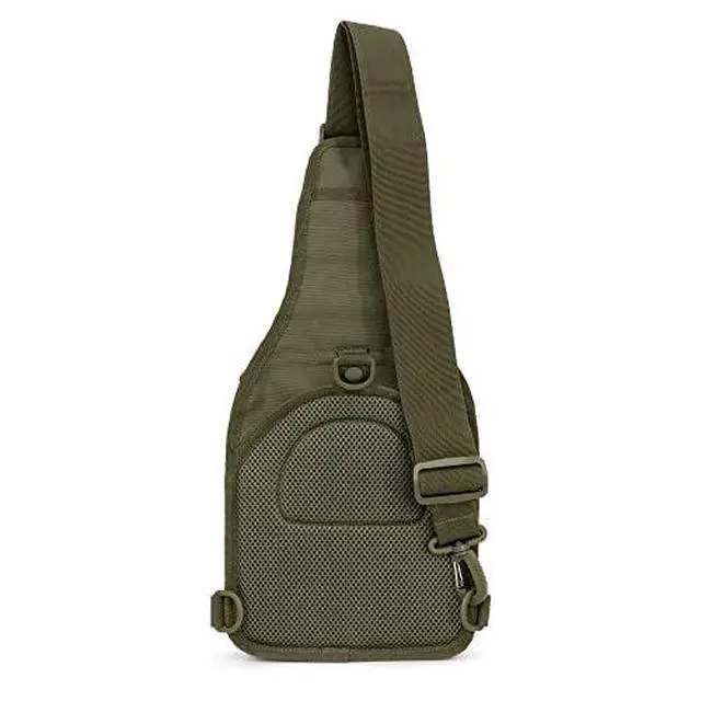 Alt view image 2 of 7 - Mens EDC Sling Bag - Concealed Carry, Laser-Cut MOLLE, Lightweight, Green