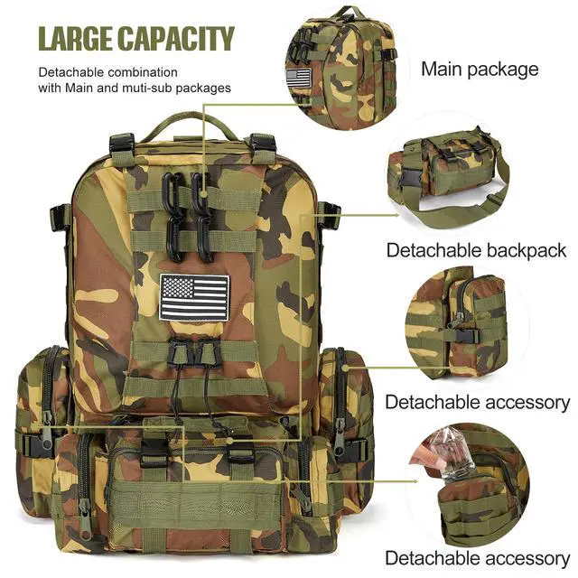 Alt view image 2 of 7 - Large Military Tactical Backpack for Men, 40-50L Backpacks for Women, Bug out Bag Army 3 Days Assault Pack Bags Rucksack with Molle System
