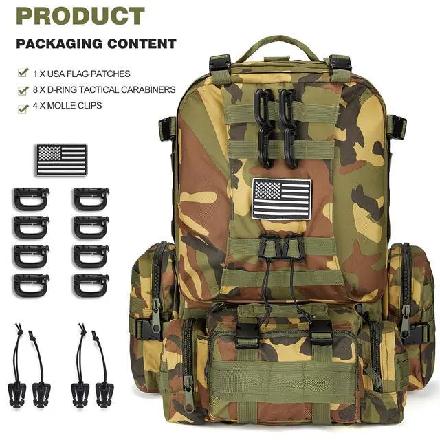 Alt view image 3 of 7 - Large Military Tactical Backpack for Men, 40-50L Backpacks for Women, Bug out Bag Army 3 Days Assault Pack Bags Rucksack with Molle System