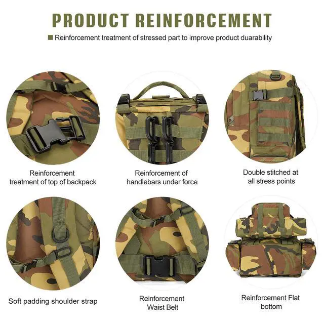 Alt view image 4 of 7 - Large Military Tactical Backpack for Men, 40-50L Backpacks for Women, Bug out Bag Army 3 Days Assault Pack Bags Rucksack with Molle System
