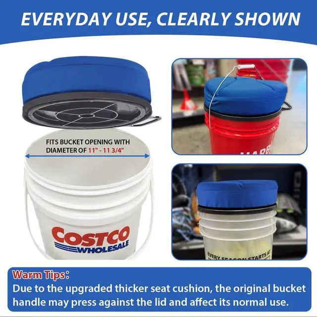 Alt view image 6 of 7 - 5 Gallon Bucket Seat with 3" Thick Seat Foam Cushion, 360°Swivel Bucket Lid Seat, Waterproof & Silent Bucket Seats for Dove Duck Hunting, Ice Fishing, Baseball, Camping