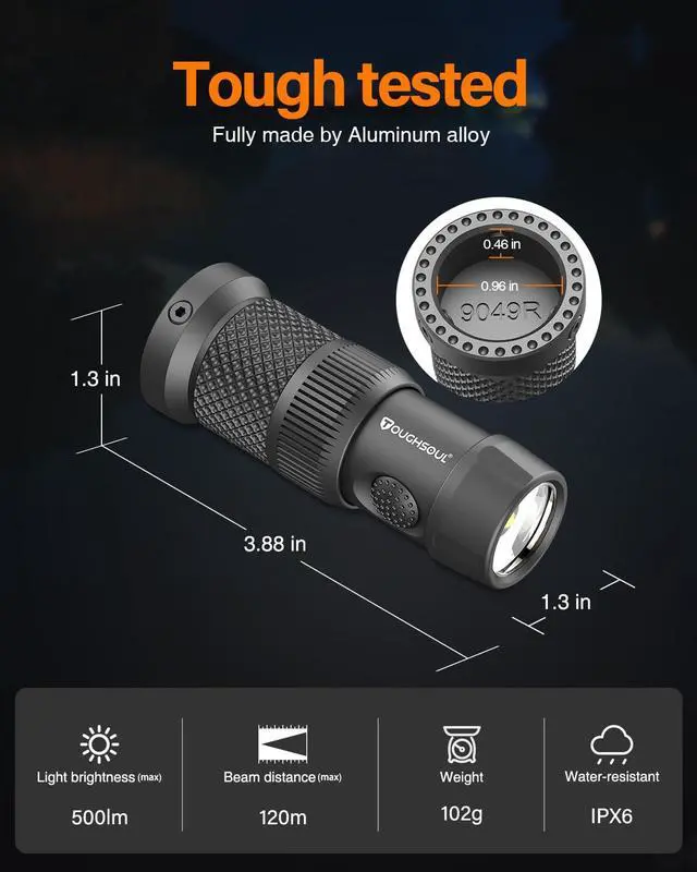 Alt view image 4 of 6 - Tactical Mag Tube Cap Flashlight 500 Lumen Max for Remington 870 | Strobe Function
