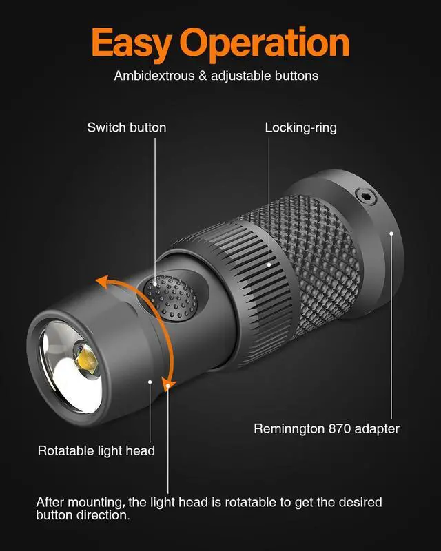 Alt view image 5 of 6 - Tactical Mag Tube Cap Flashlight 500 Lumen Max for Remington 870 | Strobe Function