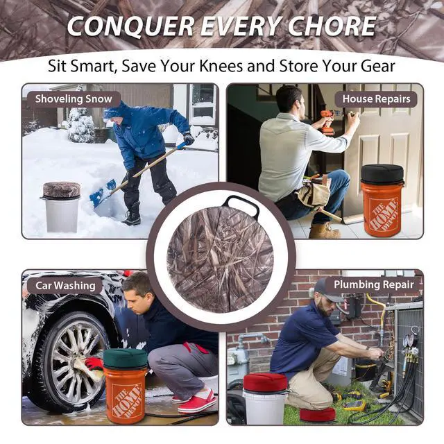 Alt view image 7 of 7 - 5 Gallon Bucket Seat with 3" Thick Seat Foam Cushion, 360°Swivel Bucket Lid Seat, Waterproof & Silent Bucket Seats for Dove Duck Hunting, Ice Fishing, Baseball, Camping