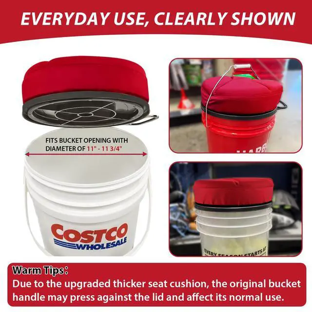 Alt view image 6 of 7 - 5 Gallon Bucket Seat with 3" Thick Seat Foam Cushion, 360°Swivel Bucket Lid Seat, Waterproof & Silent Bucket Seats for Dove Duck Hunting, Ice Fishing, Baseball, Camping