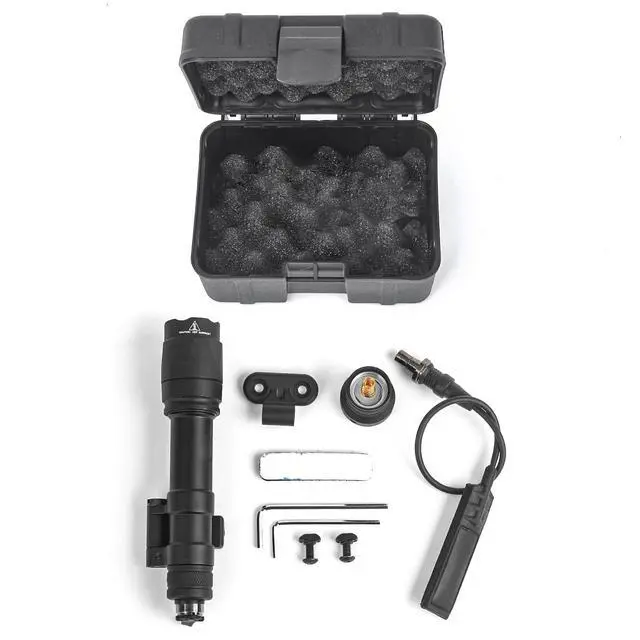 Alt view image 7 of 7 - M600C 800 Lumens Tactical Flashlight, 2 Rotating Base, 2 Switches | 100 min, Replaceable Mounts for 20mm Picatinny & Mlok/Keymod Rail, with Remote Pressure & Push Button Switch