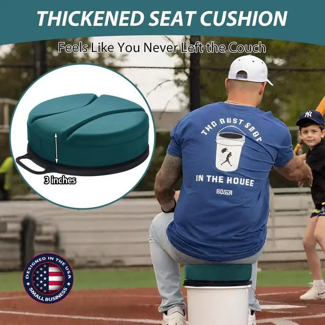 Alt view image 3 of 7 - 5 Gallon Bucket Seat with 3" Thick Seat Foam Cushion, 360°Swivel Bucket Lid Seat, Waterproof & Silent Bucket Seats for Dove Duck Hunting, Ice Fishing, Baseball, Camping