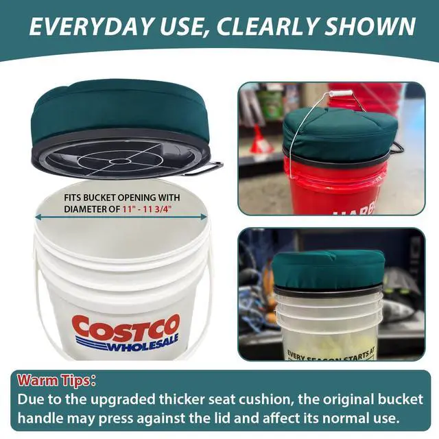 Alt view image 6 of 7 - 5 Gallon Bucket Seat with 3" Thick Seat Foam Cushion, 360°Swivel Bucket Lid Seat, Waterproof & Silent Bucket Seats for Dove Duck Hunting, Ice Fishing, Baseball, Camping
