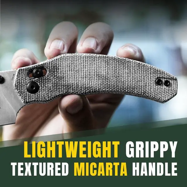 Alt view image 3 of 7 - Bulldog Folding Pocket Knife, 3" Sheepsfoot Blade Folding Knife, 154CM Steel Micarta Handle Pocket Knife, Small EDC Knife for Outdoor Indoor Camping Hunting Fishing Survival V3672C2