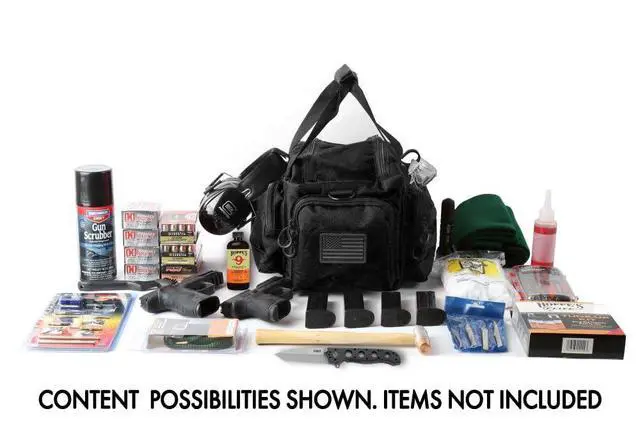 Alt view image 6 of 7 - Tactical Range Bag - Medium Size Range Bag for Shooting - Gun Case for Handguns, Ammo Storage, Tactical Backpack, Molle Webbing, Free Subdued USA Patch, Designed in the USA