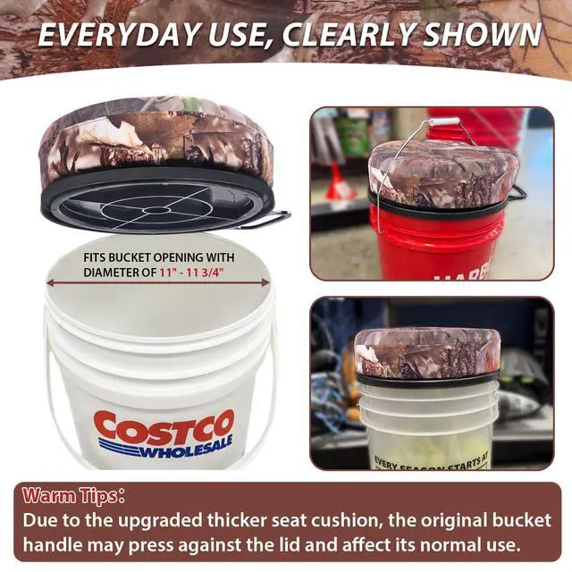 Alt view image 6 of 7 - 5 Gallon Bucket Seat with 3" Thick Seat Foam Cushion, 360°Swivel Bucket Lid Seat, Waterproof & Silent Bucket Seats for Dove Duck Hunting, Ice Fishing, Baseball, Camping