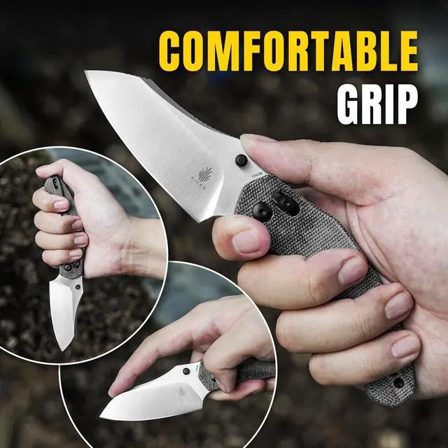 Alt view image 6 of 7 - Bulldog Folding Pocket Knife, 3" Sheepsfoot Blade Folding Knife, 154CM Steel Micarta Handle Pocket Knife, Small EDC Knife for Outdoor Indoor Camping Hunting Fishing Survival V3672C2