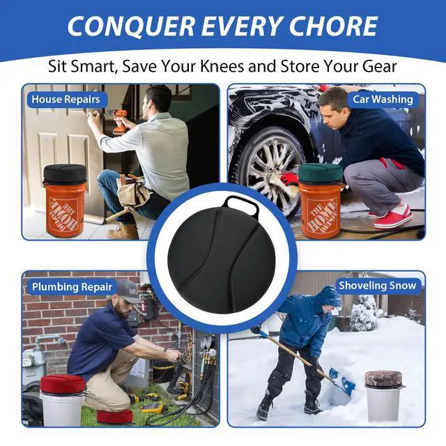 Alt view image 7 of 7 - 5 Gallon Bucket Seat with 3" Thick Seat Foam Cushion, 360°Swivel Bucket Lid Seat, Waterproof & Silent Bucket Seats for Dove Duck Hunting, Ice Fishing, Baseball, Camping