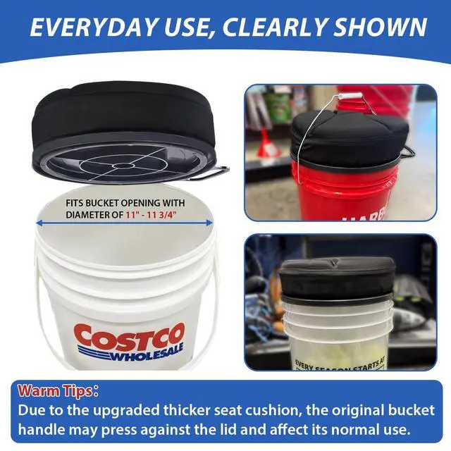 Alt view image 6 of 7 - 5 Gallon Bucket Seat with 3" Thick Seat Foam Cushion, 360°Swivel Bucket Lid Seat, Waterproof & Silent Bucket Seats for Dove Duck Hunting, Ice Fishing, Baseball, Camping