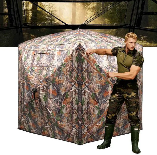 Main image of Hunting Blind 270/360 Degree See Through Ground Blind2/3 Person Soft Material Pop-Up Camouflage TentEasy-Fold Portable Concealed Shelter with Carrying Bag