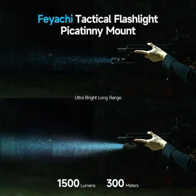 Alt view image 7 of 7 - Tactical Picatinny Rail Flashlight, LED Weapon Light, Pistol Light | with 5 Interchangeable Picatinny Rail Adapters Fits Multiple Models IPX7 Water-Resistant