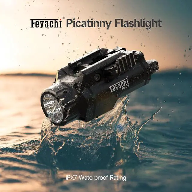 Alt view image 7 of 7 - Tactical Flashlight - 1500 Lumens Rail Mounted Flashlight, with 5 Interchangeable Picatinny Rail Adapters, Fits Multiple Models, IPX7 Water-Resistant Pistol Light