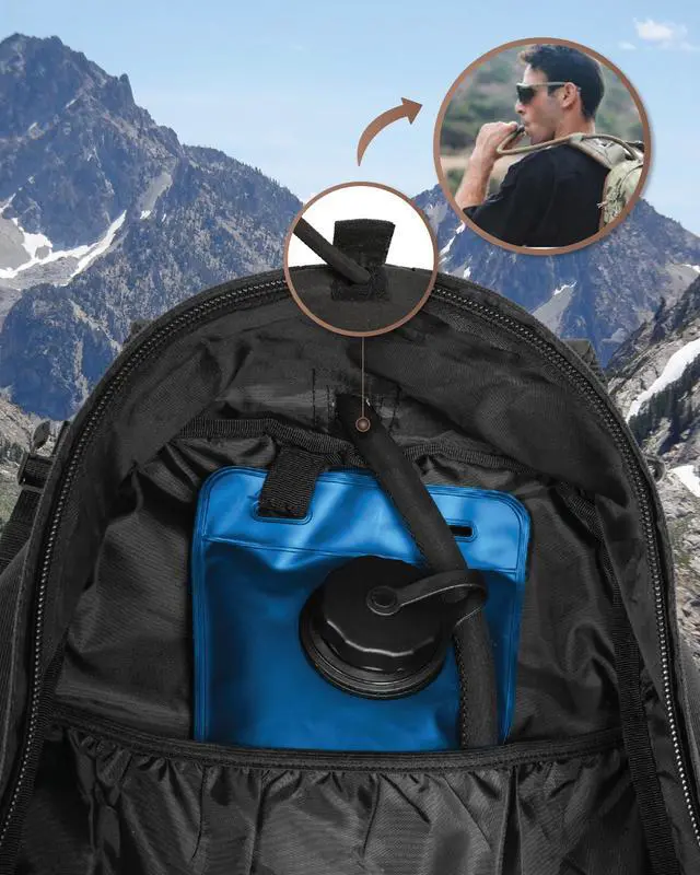 Alt view image 6 of 7 - Military Tactical Backpack 40L for Men, Hiking Camping Molle EDC Daypack Army Assault Pack Lightweight Work Backpack with Water Bladder Compartment, Black