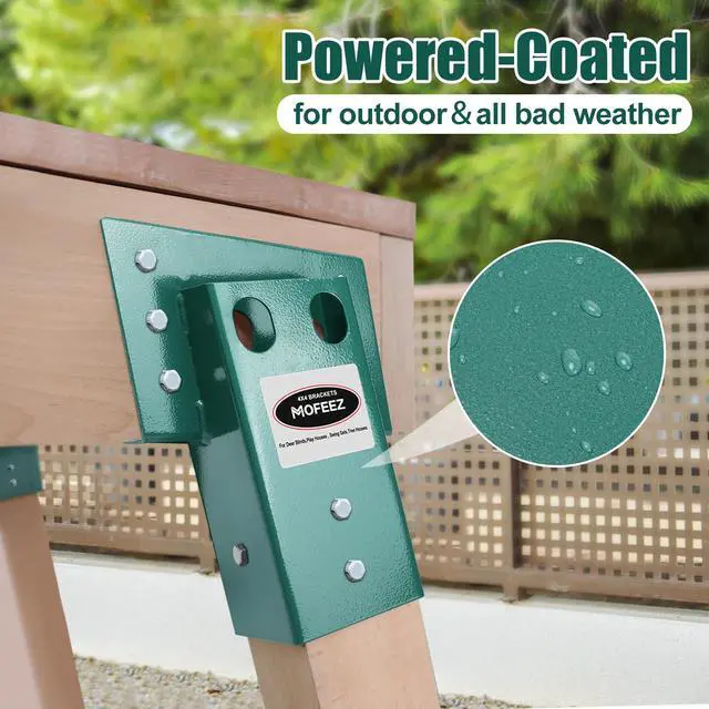 Alt view image 3 of 7 - Deer Stand Brackets 4x4 with Screws, Heavy Duty Elevator Bracket with Powder Coated for Deer Blind Outdoor Hunting Platform Blind Box Treehouse Shooting Shack Over 2000lb Capacity Green 4 Pack