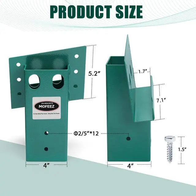 Alt view image 5 of 7 - Deer Stand Brackets 4x4 with Screws, Heavy Duty Elevator Bracket with Powder Coated for Deer Blind Outdoor Hunting Platform Blind Box Treehouse Shooting Shack Over 2000lb Capacity Green 4 Pack