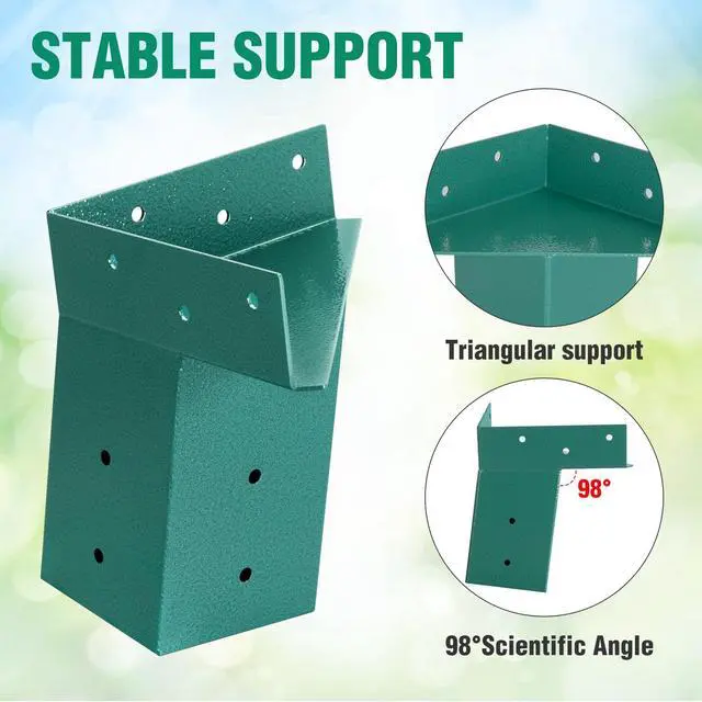 Alt view image 2 of 7 - Deer Stand Brackets 4x4, Heavy Duty Elevator Bracket for Deer Blind Outdoor Hunting Platform Blind Box Treehouse Shooting Shack Pergolas Green 4PCS with Screws