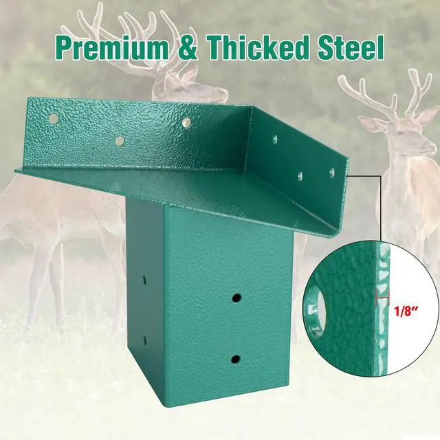 Alt view image 4 of 7 - Deer Stand Brackets 4x4, Heavy Duty Elevator Bracket for Deer Blind Outdoor Hunting Platform Blind Box Treehouse Shooting Shack Pergolas Green 4PCS with Screws