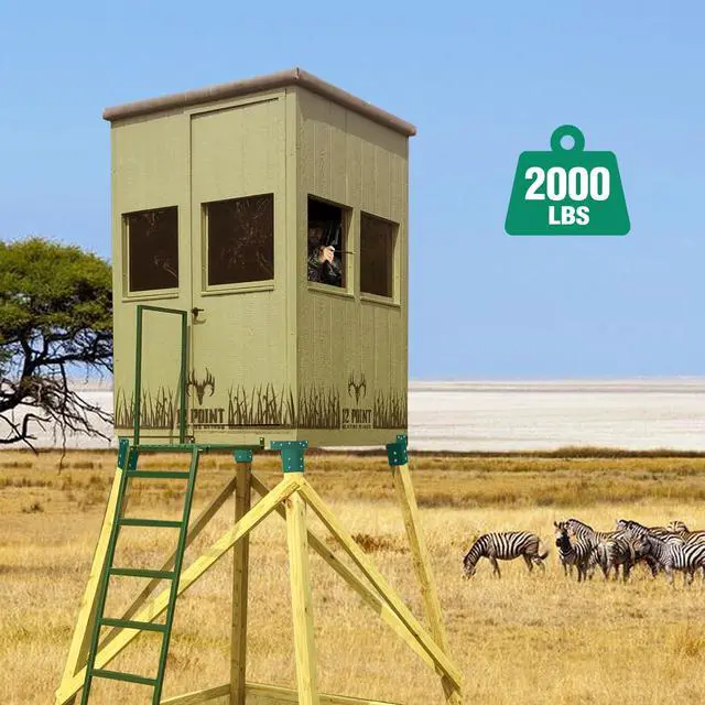 Alt view image 6 of 7 - Deer Stand Brackets 4x4, Heavy Duty Elevator Bracket for Deer Blind Outdoor Hunting Platform Blind Box Treehouse Shooting Shack Pergolas Green 4PCS with Screws