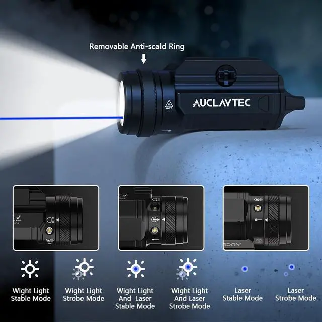 Alt view image 3 of 7 - 1200 Lumen Pistol Light Laser Combo Blue Beam Tactical Flashlight, Pistol Flashlight Adjustable Slide Locating Keys for Picatinny