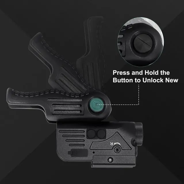 Alt view image 4 of 6 - 1200 Lumens LED White Flashlight with Dual Laser Sights, Rechargeable Laser Beams with 5 LED Light Modes - Hard Anodized Aluminum for Picatinny Rail Mount, Laser Class IIIA, Less Than 5mW