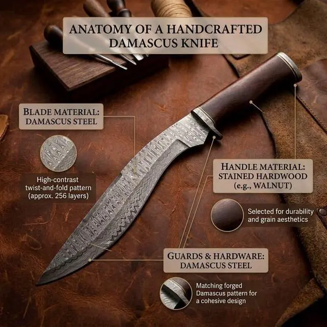 Alt view image 5 of 7 - RG-156 Handmade Damascus Steel 15.00 Inches Kukri Knife - Perfect Grip