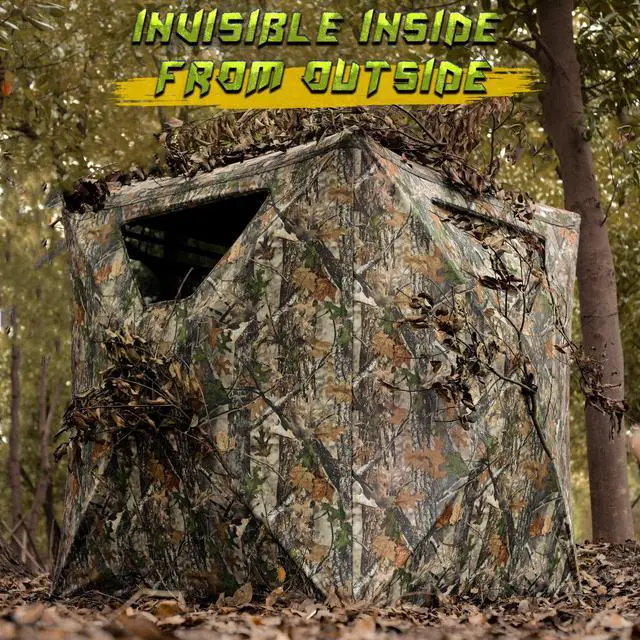 Alt view image 3 of 6 - Hunting Blind, 2 Person Pop Up Blinds 360 Degree See Through, Portable Durable Hunting Ground Blinds for Deer & Turkey Hunting