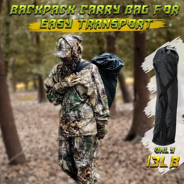 Alt view image 5 of 6 - Hunting Blind, 2 Person Pop Up Blinds 360 Degree See Through, Portable Durable Hunting Ground Blinds for Deer & Turkey Hunting