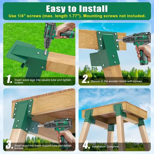 Alt view image 5 of 7 - Heavy Duty Deer Stand Brackets, 4x4 Compound Angle Bracket, Powder Coated Elevated Bracket for Outdoor Platforms, Deer Hunting, Shooting Shack, Observation Decks& Tree Houses (4Pack)